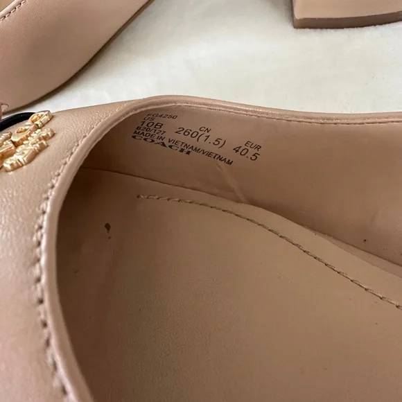 Coach Nude Black Cap Toe Erica Slingback Block Heel Pumps Women’s Size 10B - Picture 4 of 7